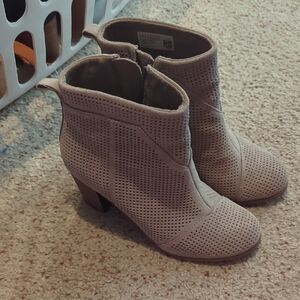 Toms Beige Perforated Ankle Booties